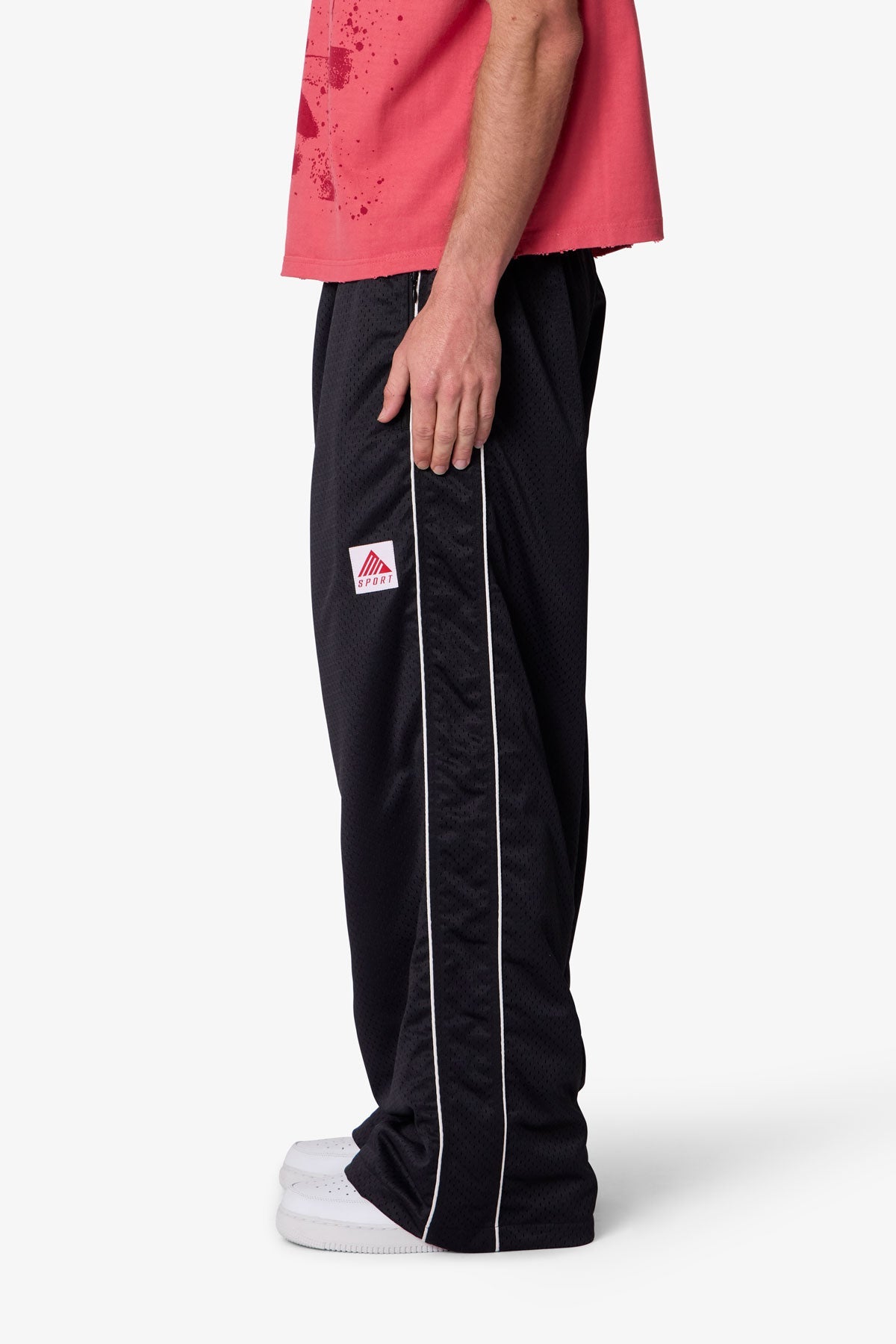 Sport Mesh Track Pants - Black