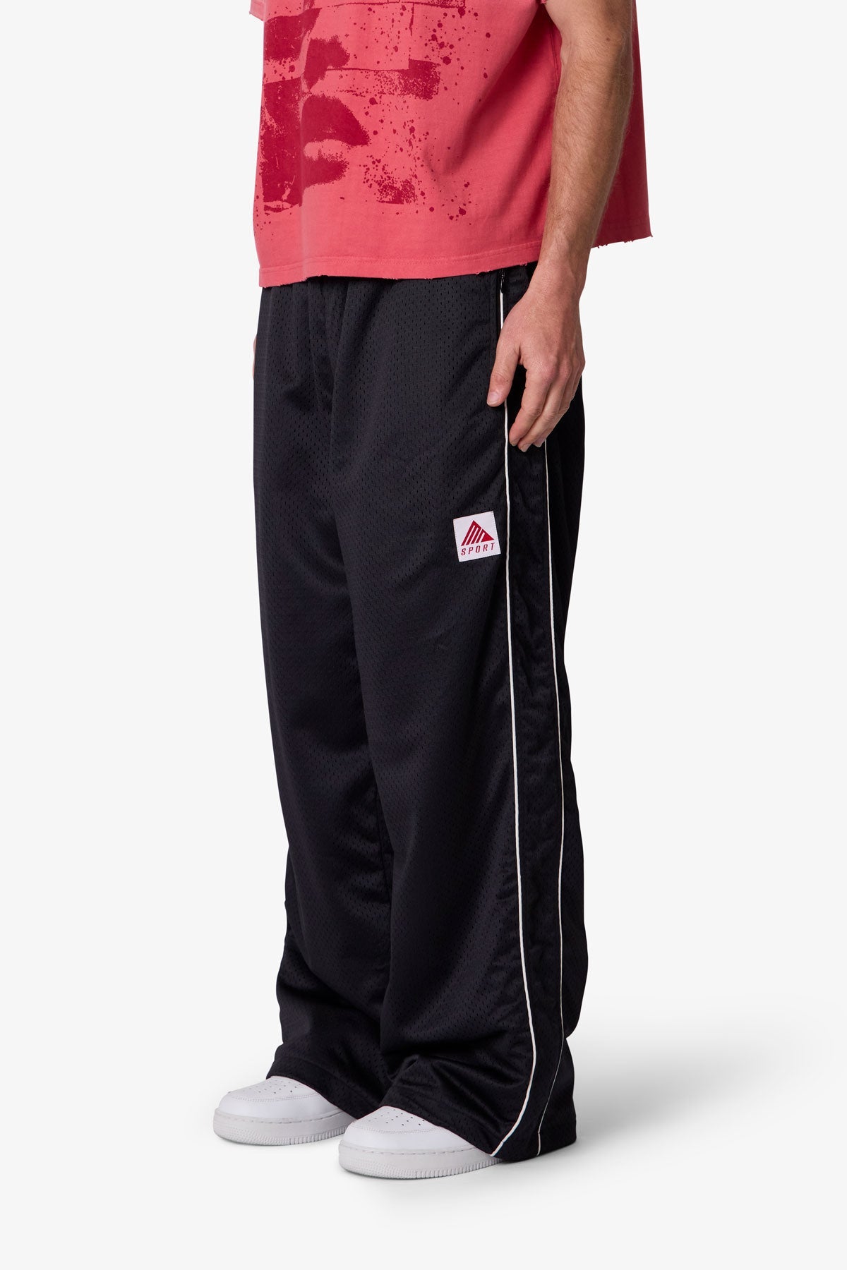 Sport Mesh Track Pants - Black