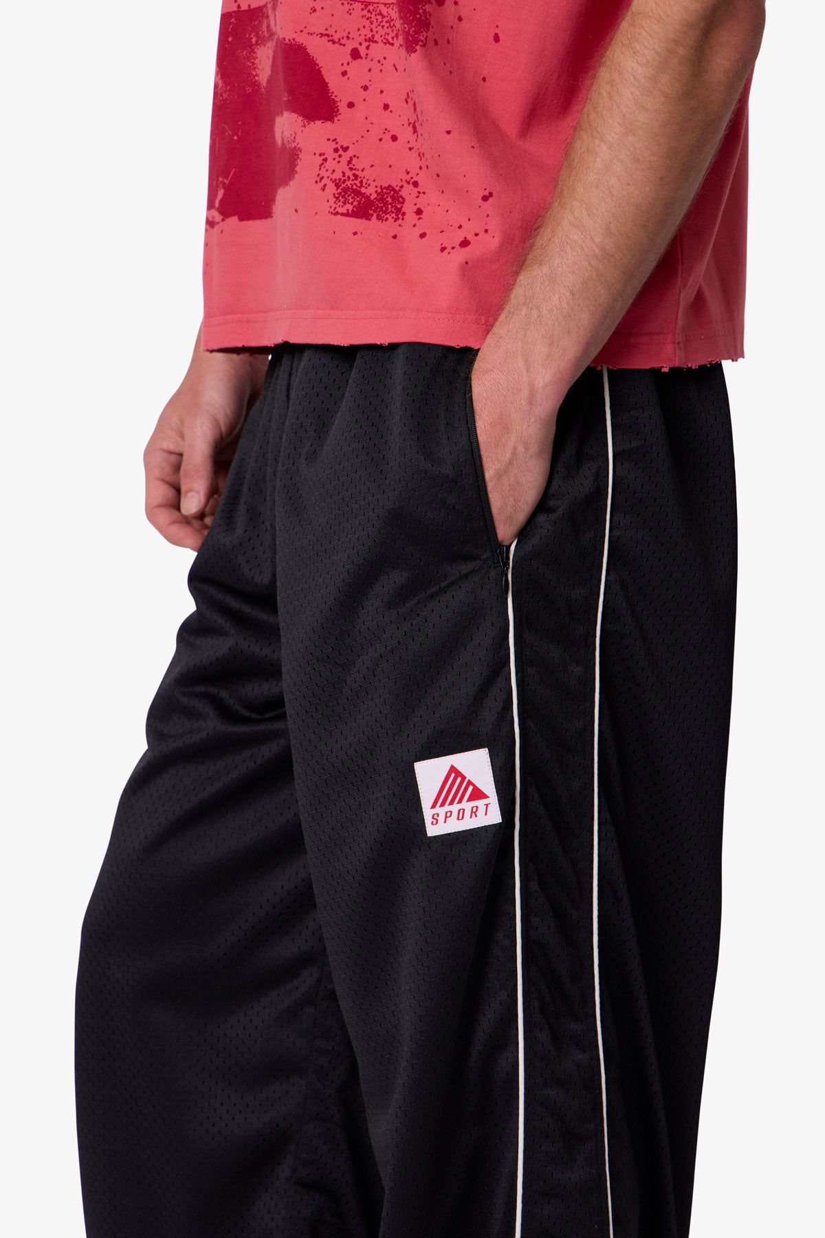 Sport Mesh Track Pants - Black