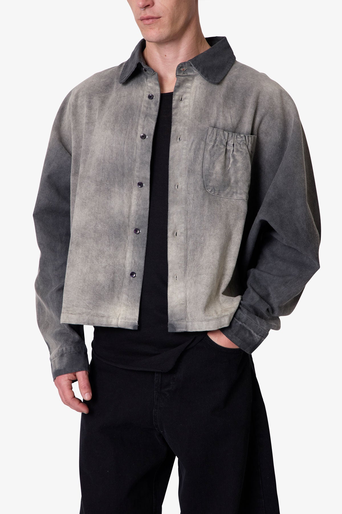 Spray Denim L/S Shirt - Washed Black