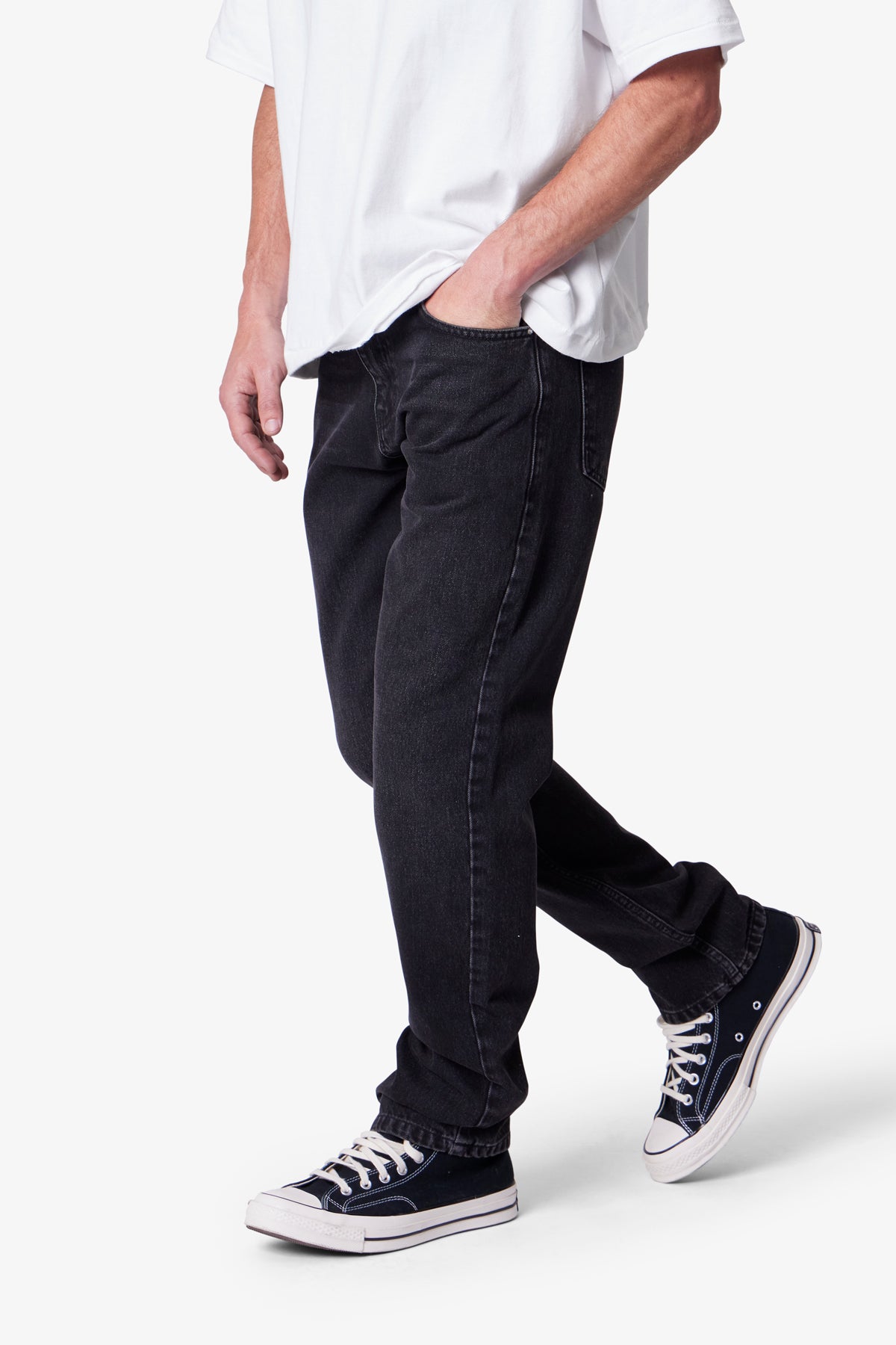 Straight Denim - Stone Wash Black