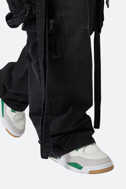 Strapped Multi Cargo Pants - Black
