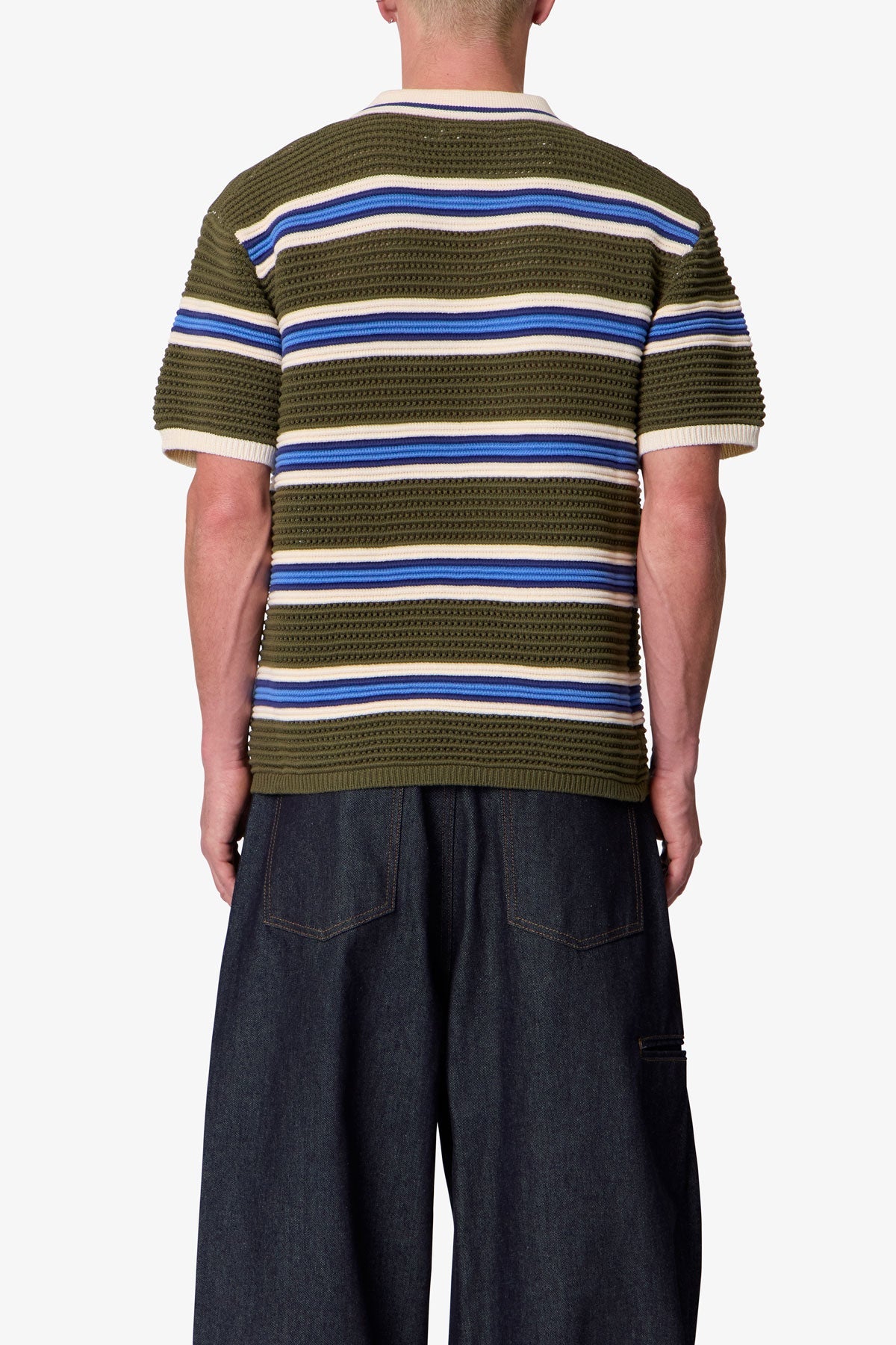 Striped Knit S/S Polo Shirt - Multi