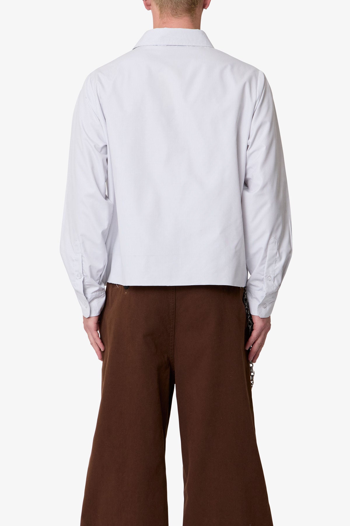 Striped L/S Button Up Shirt - Grey/White