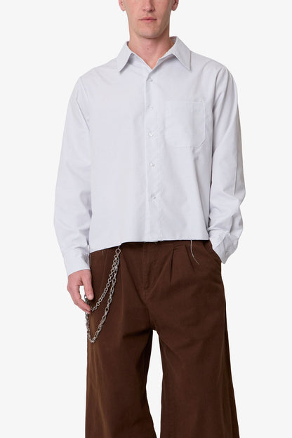 Striped L/S Button Up Shirt - Grey/White
