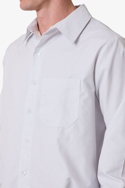 Striped L/S Button Up Shirt - Grey/White