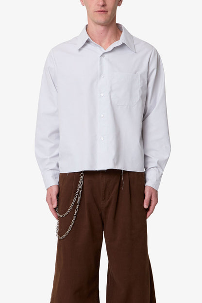 Striped L/S Button Up Shirt - Grey/White