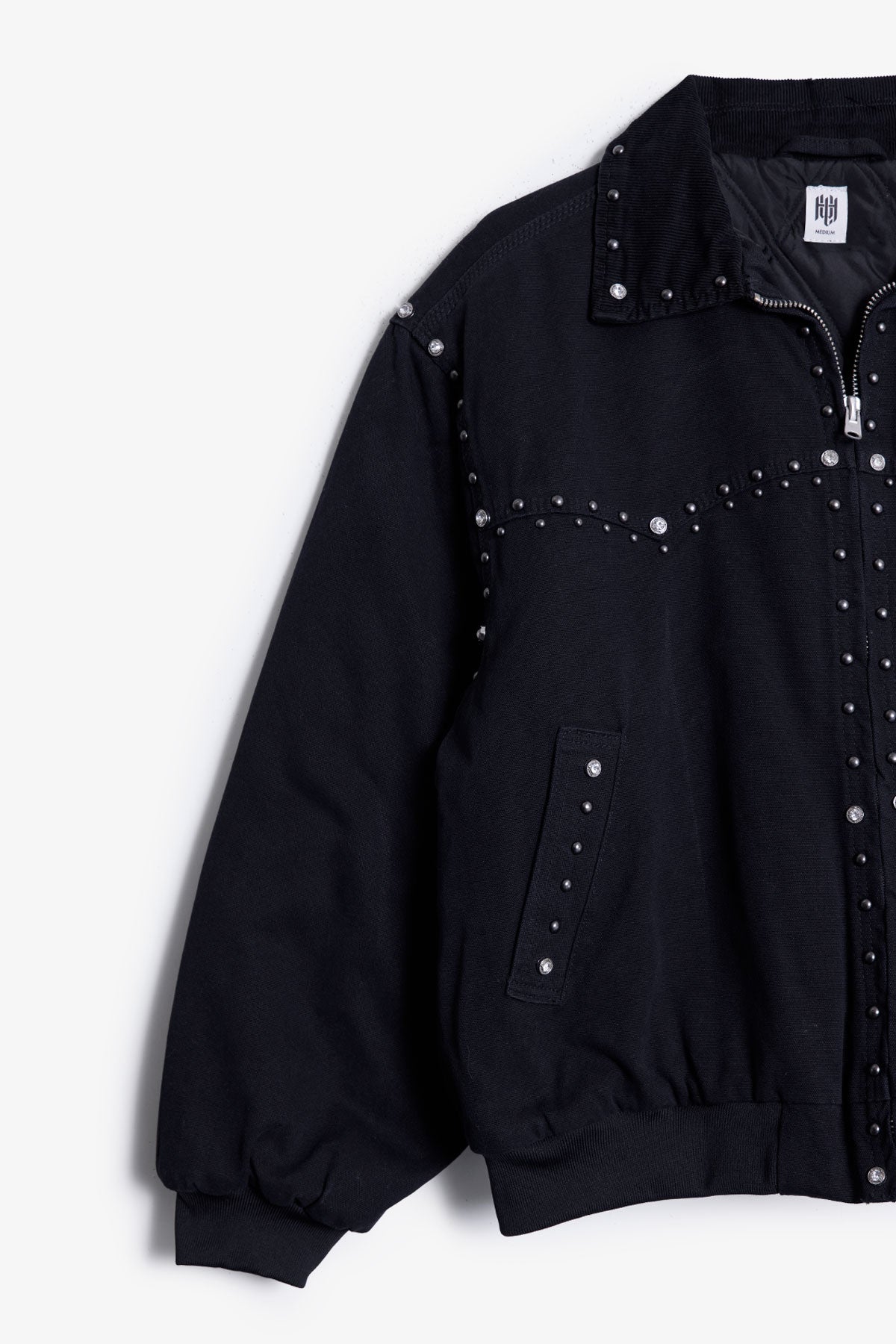 Studded Work Jacket - Washed Black