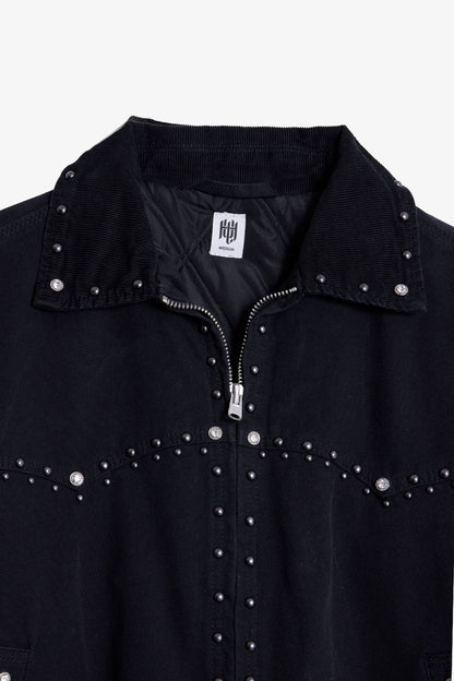 Studded Work Jacket - Washed Black