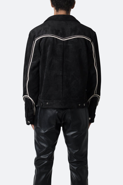 Suede Collared Jacket - Black