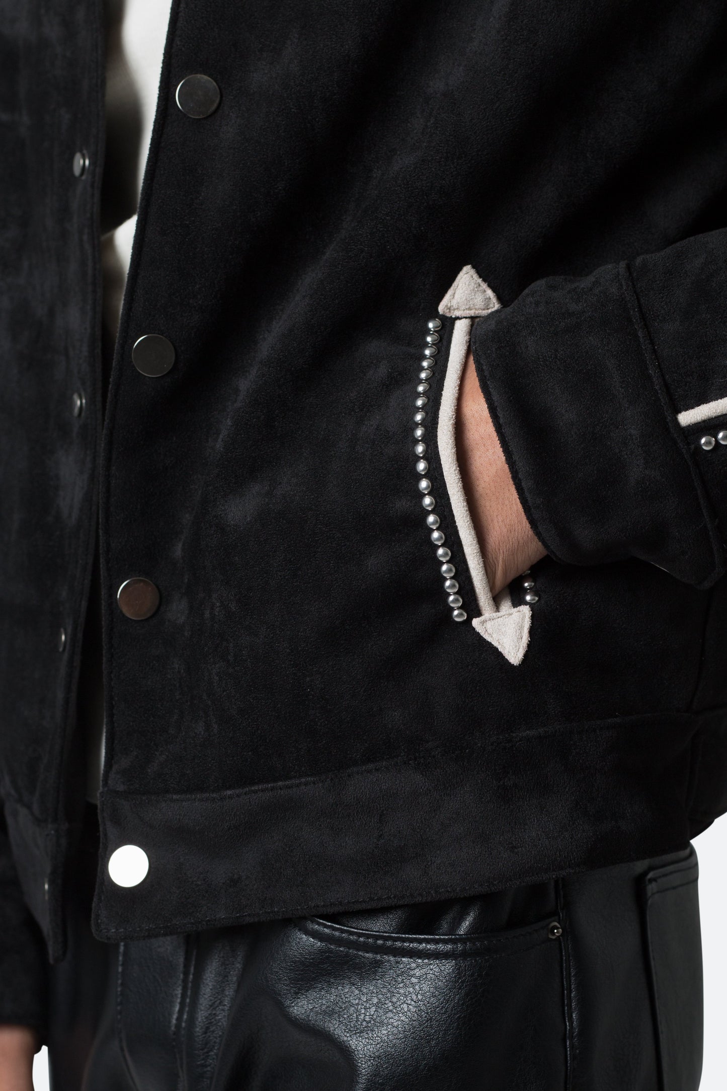 Suede Collared Jacket - Black