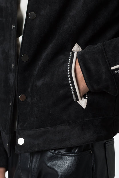 Suede Collared Jacket - Black
