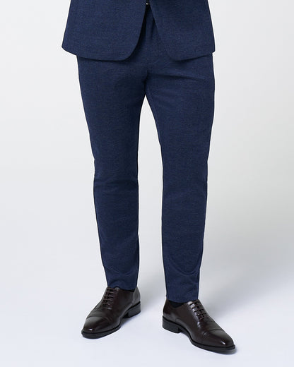 Athletic Fit Stretch Wool Suit Pants - Navy Herringbone