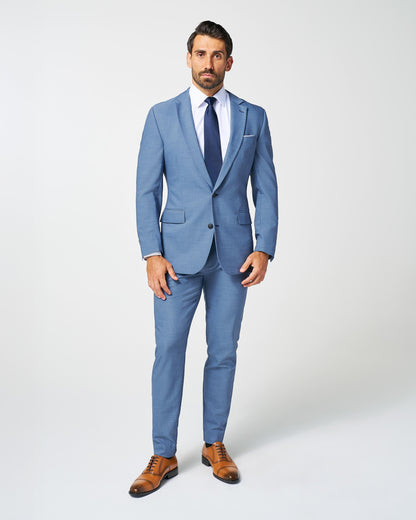 Athletic Fit Stretch Suit Pants - Heathered Light Blue