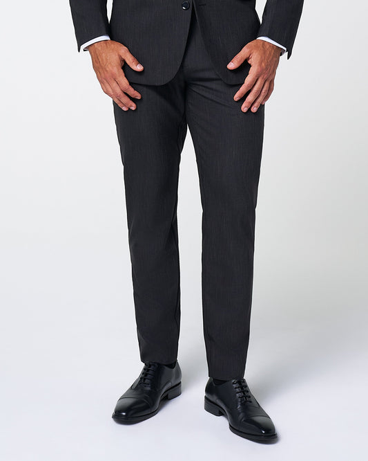 Athletic Fit Stretch Suit Pants - Heathered Charcoal