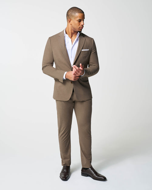 Athletic Fit Stretch Suit - Lightweight Heathered Latte