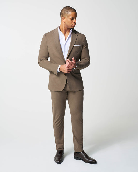 Athletic Fit Stretch Suit - Lightweight Heathered Latte