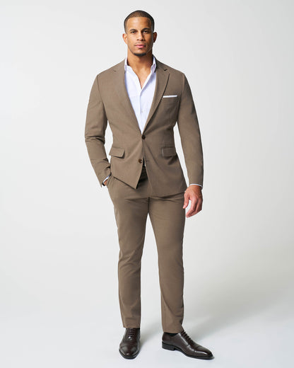 Athletic Fit Stretch Suit - Lightweight Heathered Latte