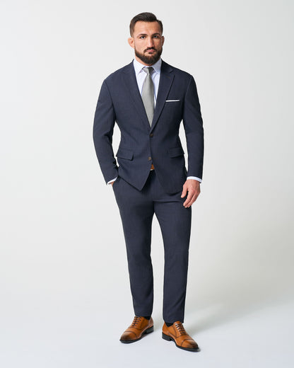 Athletic Fit Stretch Suit Pants - Heathered Midnight Navy