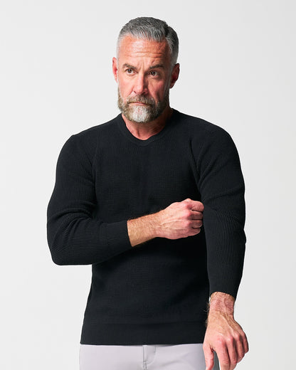 Heavy Knit Crewneck  - Black