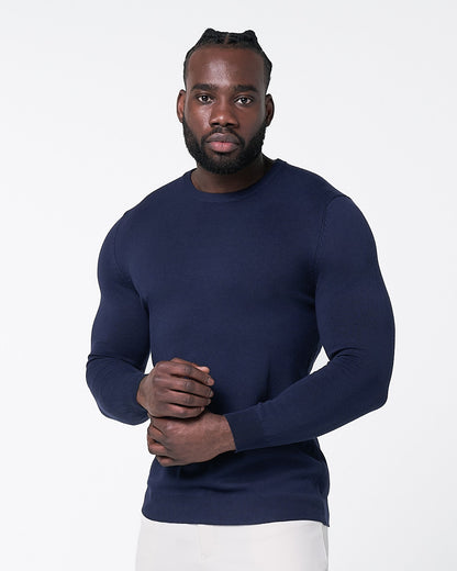 Mid-Weight Wool Crewneck - Navy