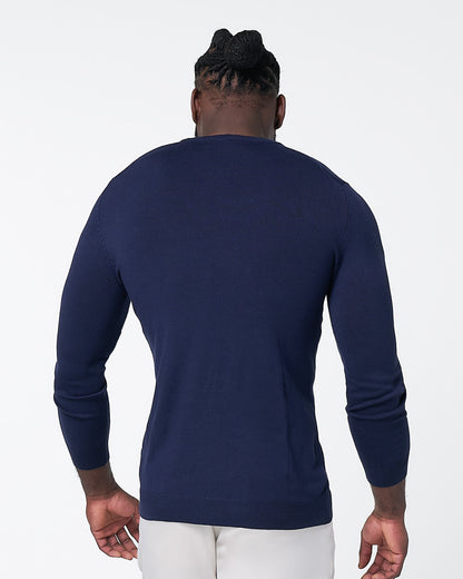 Mid-Weight Wool Crewneck - Navy