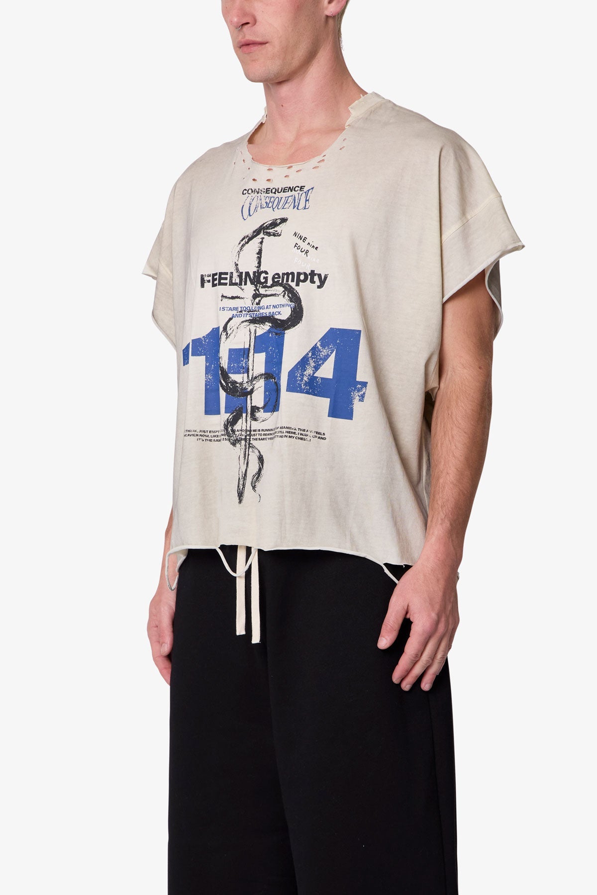 Tattered Cut Off Tee - Off White