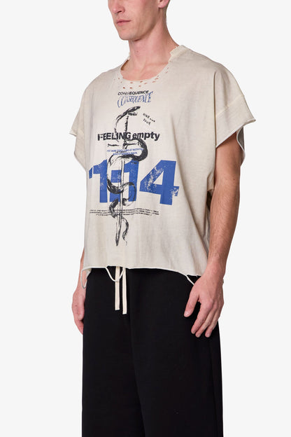 Tattered Cut Off Tee - Off White