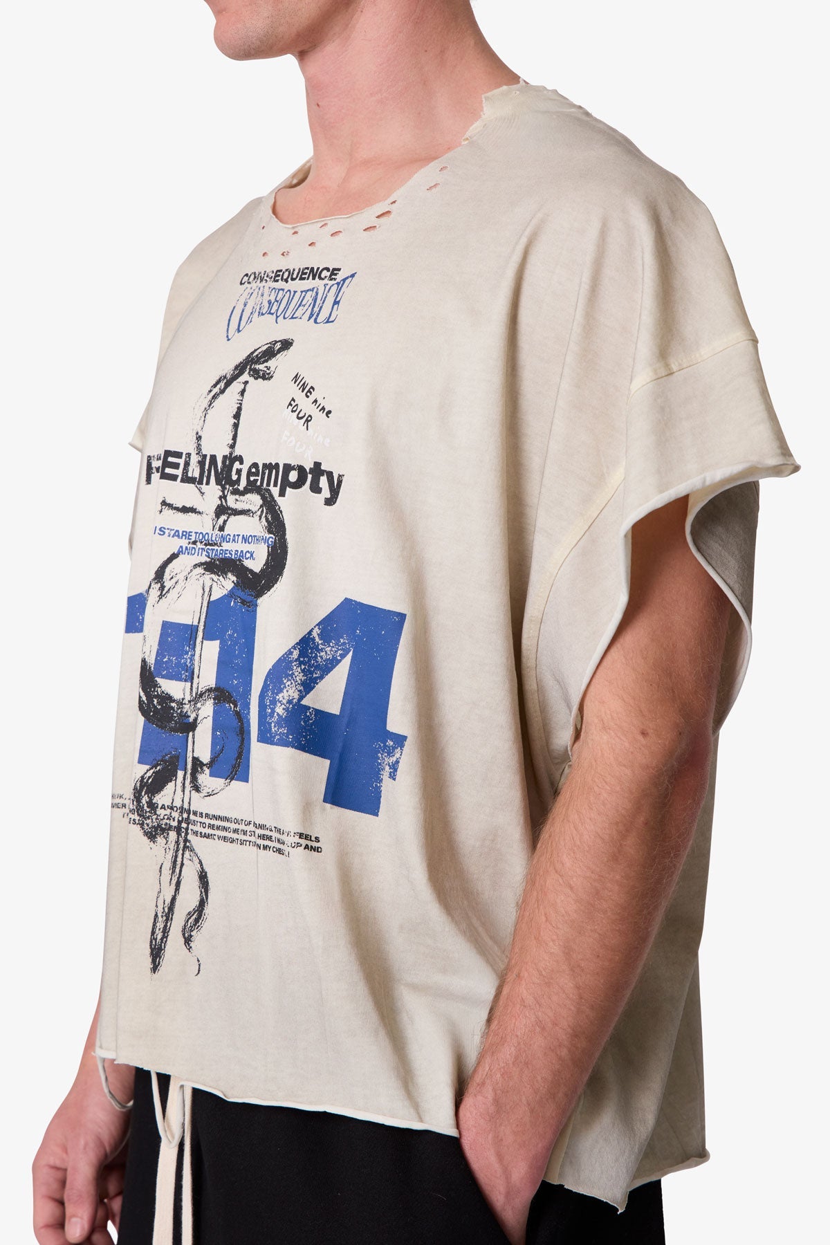 Tattered Cut Off Tee - Off White