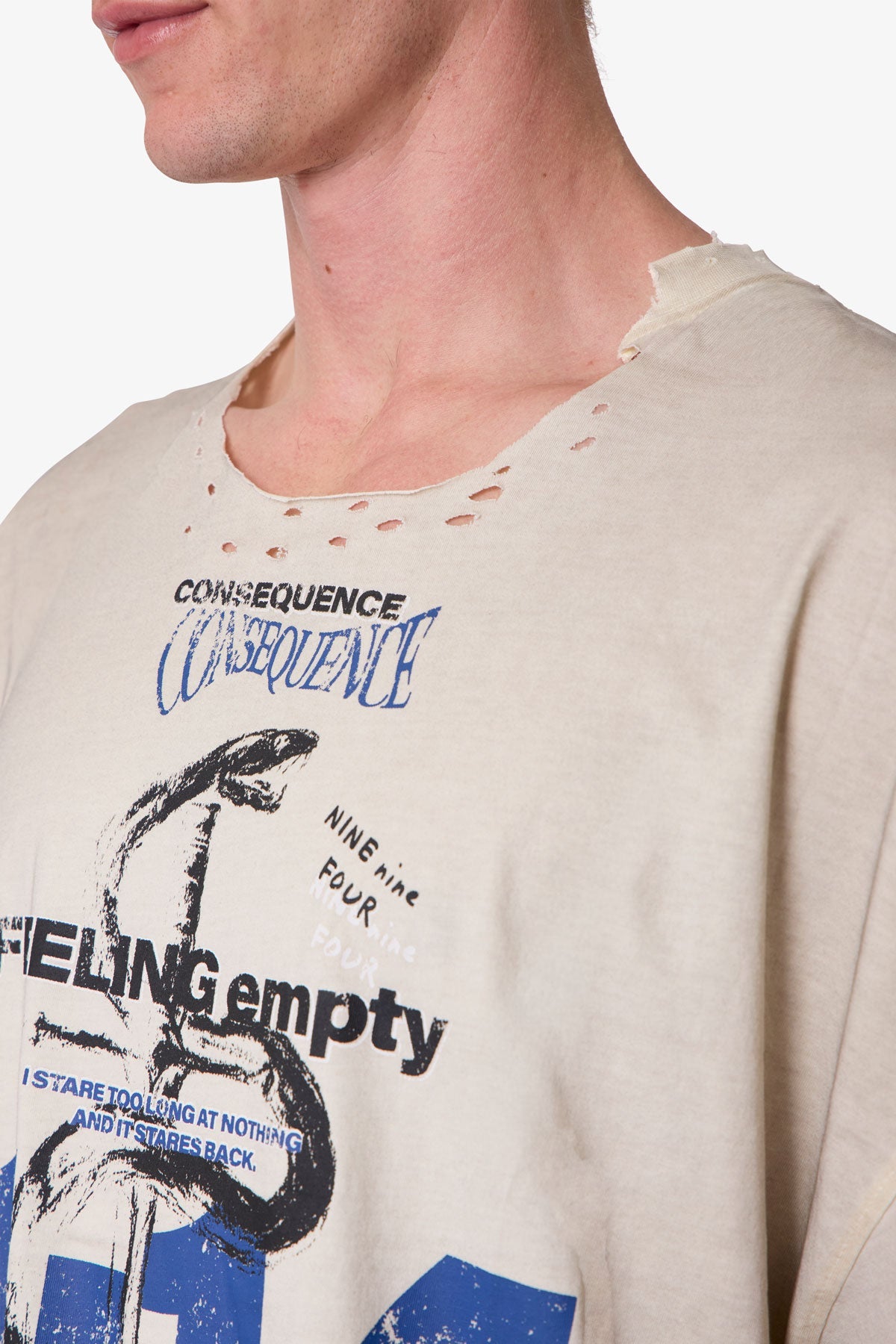 Tattered Cut Off Tee - Off White