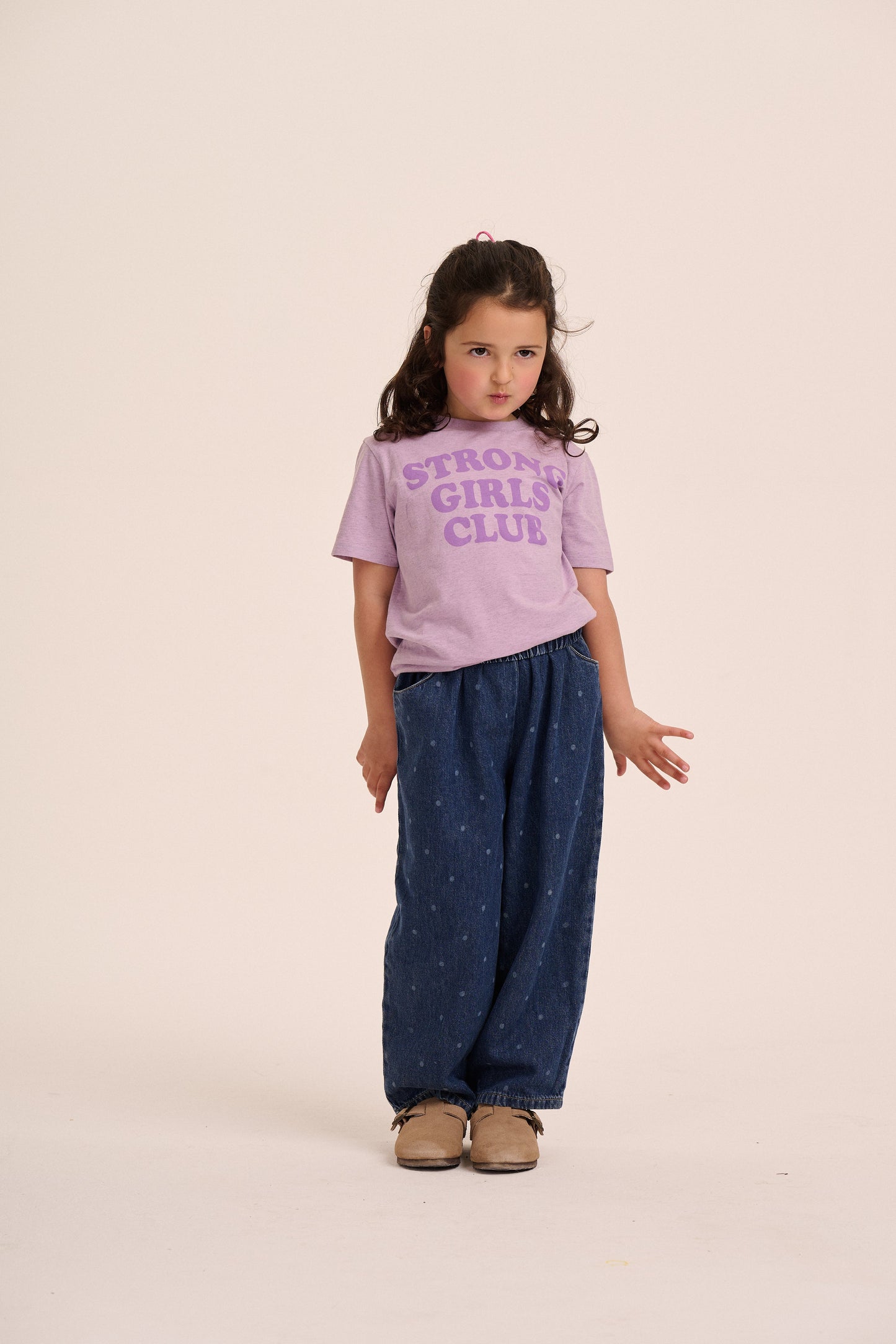 Strong Little Girls Club Slogan TShirt - Lilac