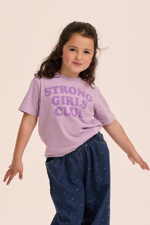 Strong Little Girls Club Slogan TShirt - Lilac