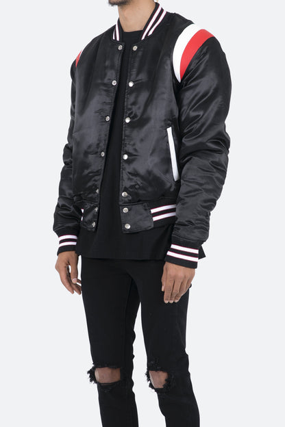 Teddy Bomber Jacket - Black/Red