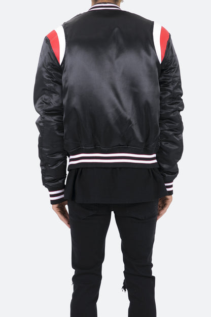 Teddy Bomber Jacket - Black/Red