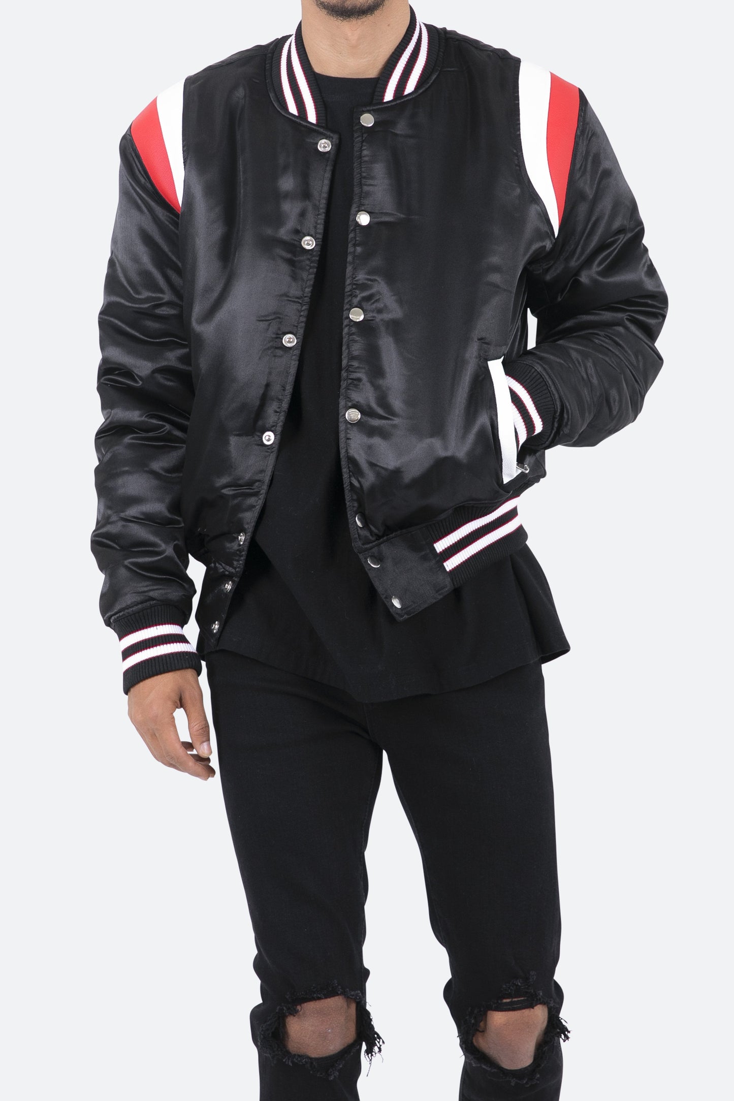 Teddy Bomber Jacket - Black/Red