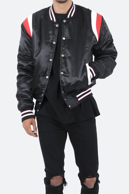 Teddy Bomber Jacket - Black/Red