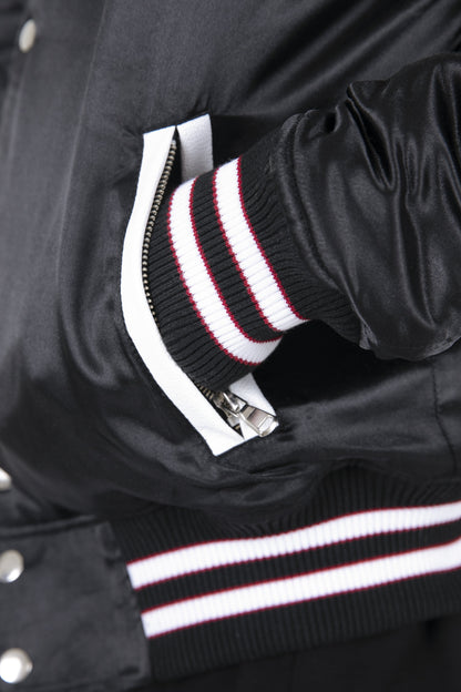 Teddy Bomber Jacket - Black/Red