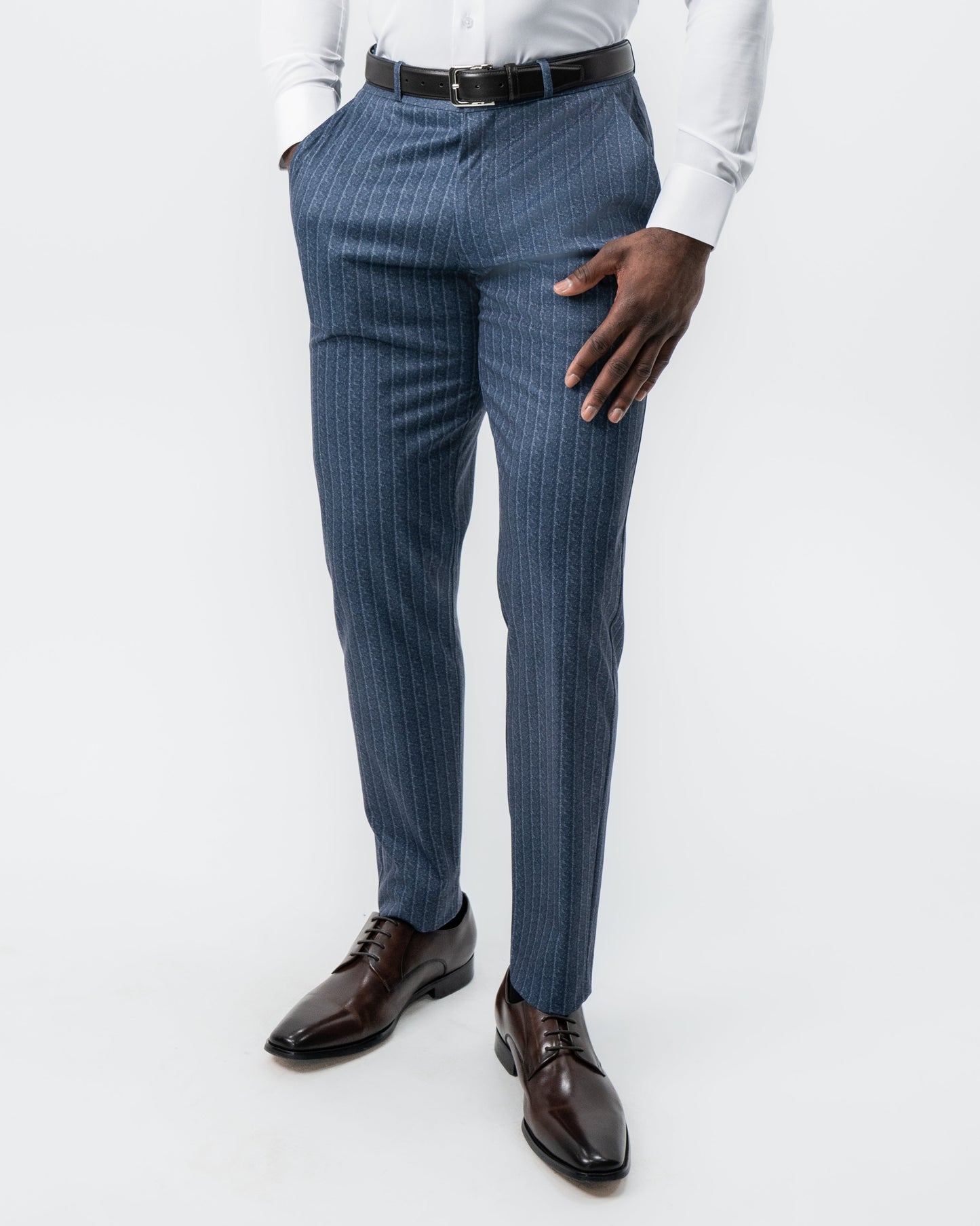 Athletic Fit Stretch Suit - Textured Navy Chalk Stripe