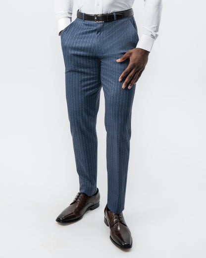 Athletic Fit Stretch Suit - Textured Navy Chalk Stripe