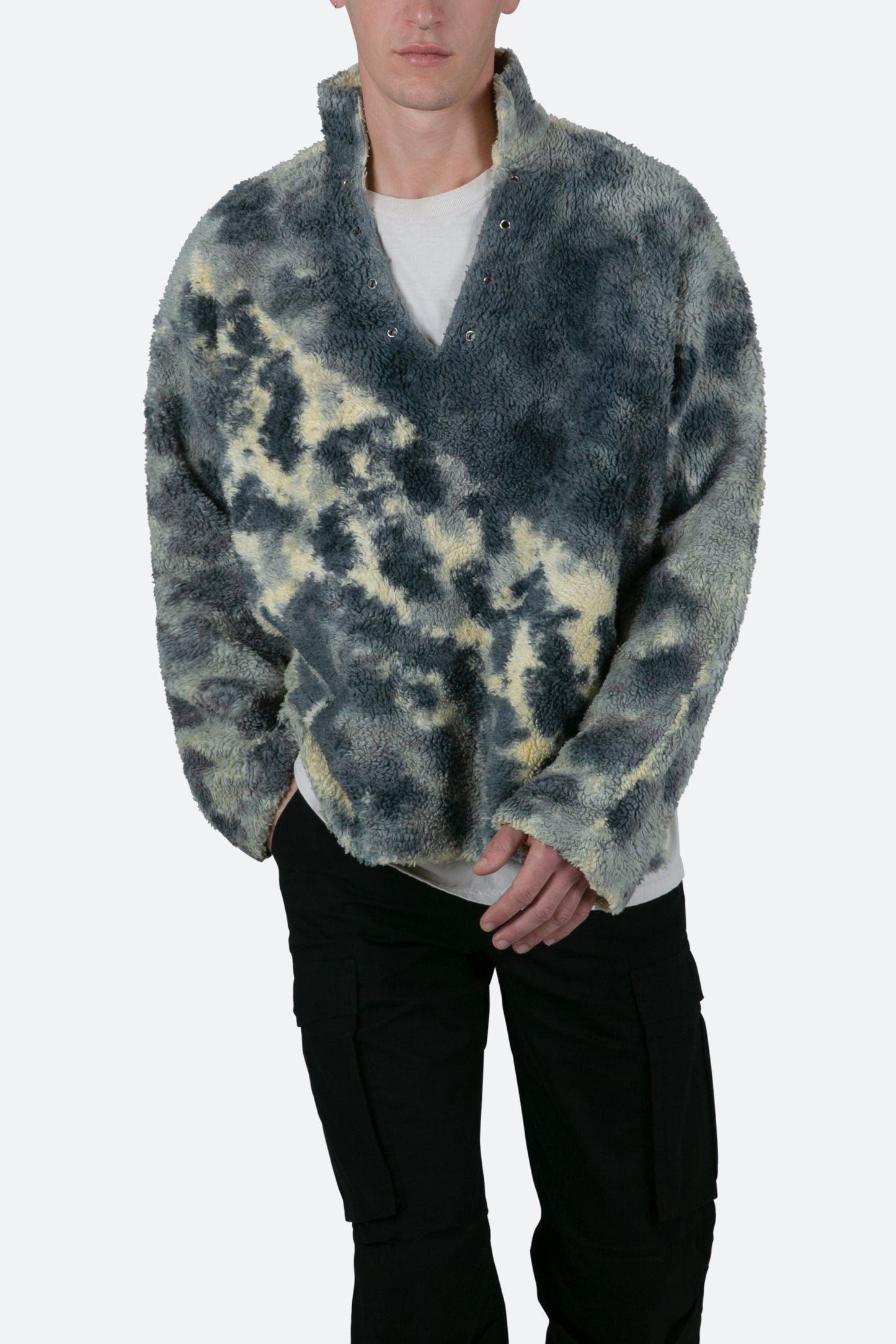 Tie Dye Sherpa Pullover - Blue/Multi