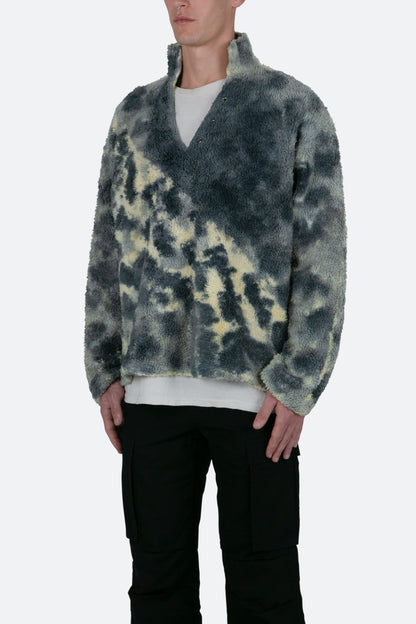 Tie Dye Sherpa Pullover - Blue/Multi
