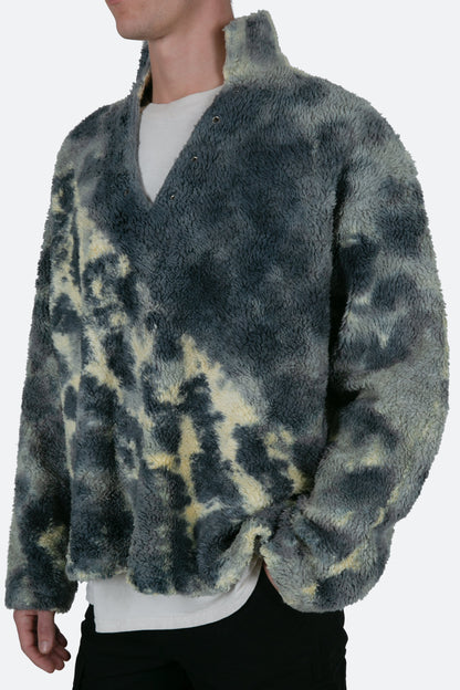 Tie Dye Sherpa Pullover - Blue/Multi