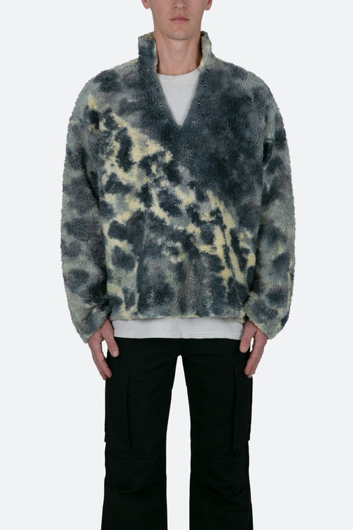 Tie Dye Sherpa Pullover - Blue/Multi
