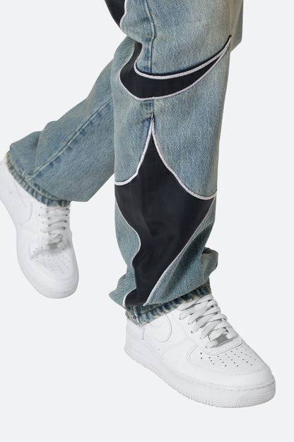 Tribal Patched Denim - Blue/Black