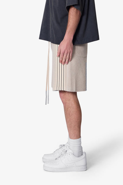 Tricot Striped Sweatshorts - Tan