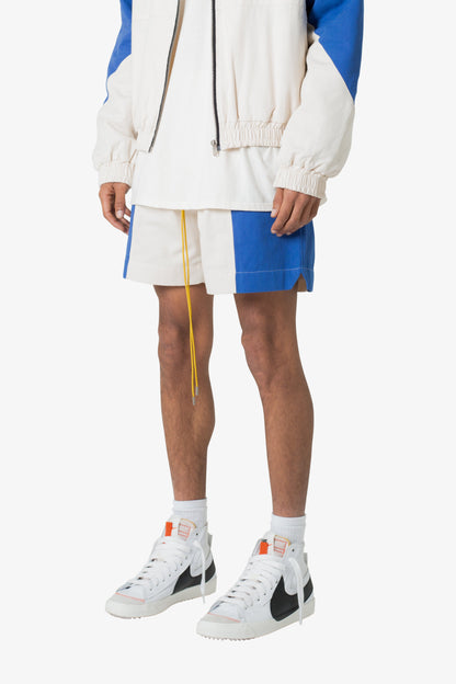 Twill Racing Shorts - Blue/Natural