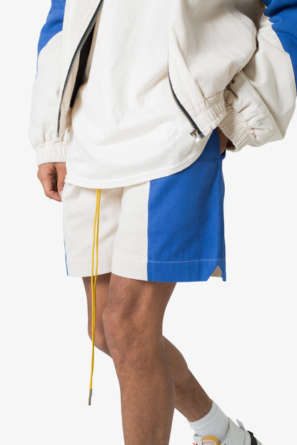 Twill Racing Shorts - Blue/Natural