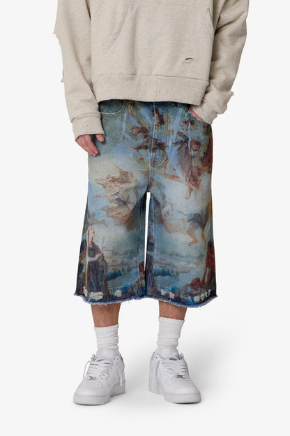 Ultra Baggy Angel Denim Shorts - Multi