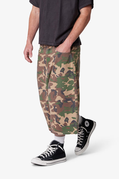 Ultra Baggy Camo Twill Shorts - Woodland Camo