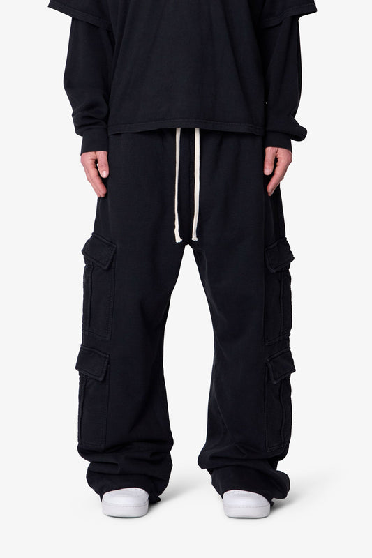 Ultra Baggy Cargo Sweatpants - Vintage Black